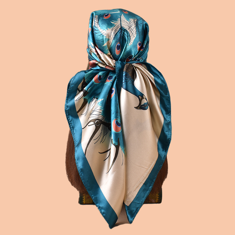 Scarf Silk Square - 1pc senhoras grande lenço quadrado pavão