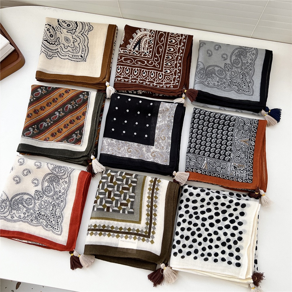 Lenço Quadrado Vintage com Fra - Bandana Cotton avaliação e preço